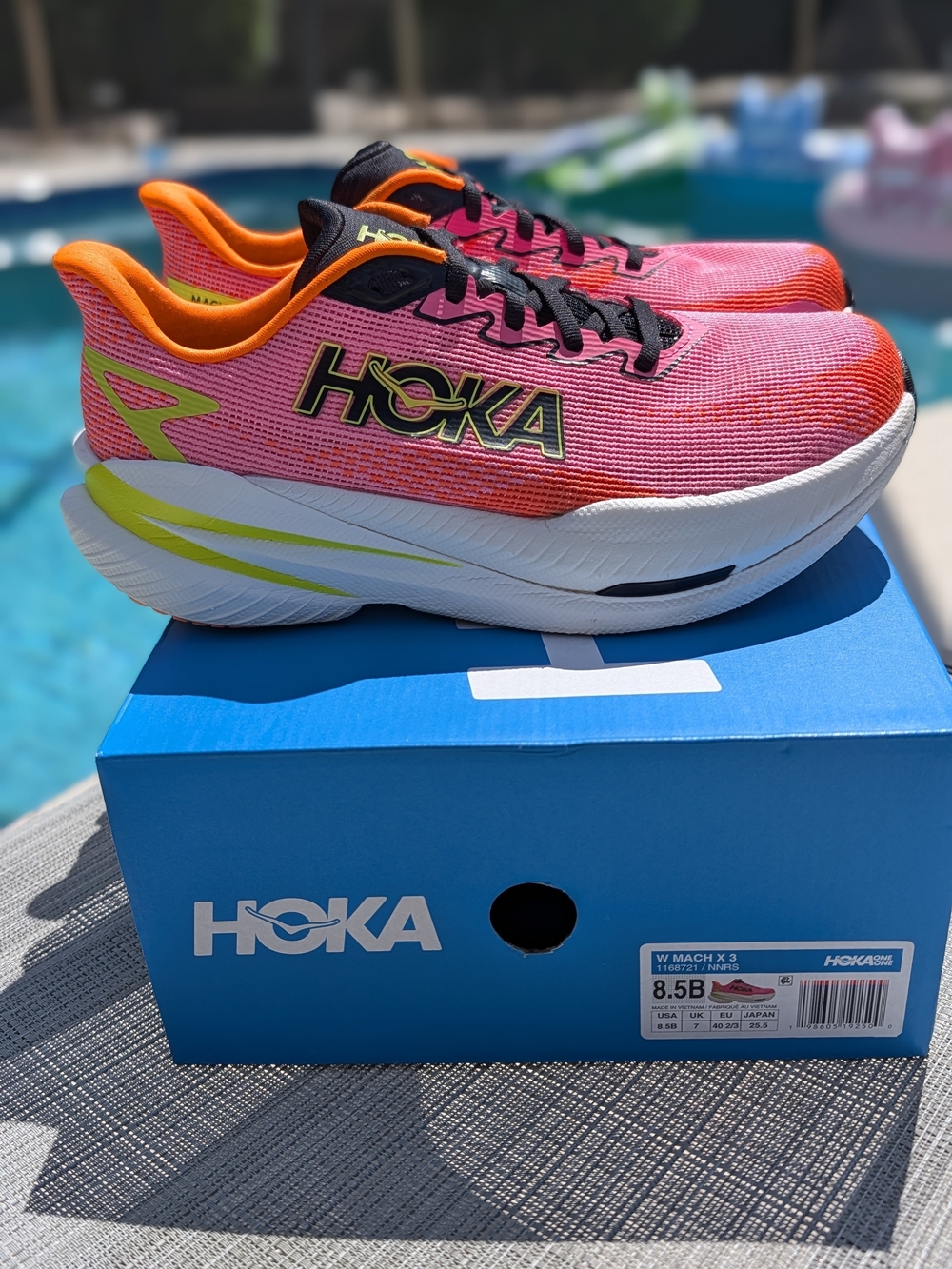 HOKA Mach X 3 Women's Size 8.5 B Pink Orange Running Shoes 1168721 w/Box
